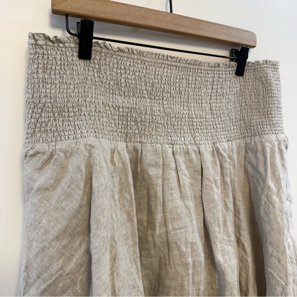 J. CREW 100% Linen Lined Mini Skirt Wide Elastic Smocked Waist Beachy Preppy XXL - Picture 3 of 12